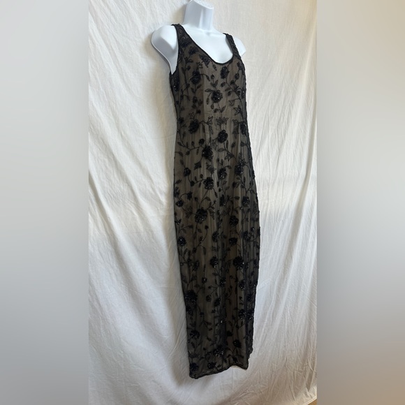 Adrianna Papell black silk beaded dress gown Size 8 - Picture 6 of 6